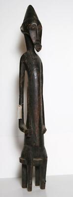 African or Oceanic Objects, Figure with Diagonal Teeth, Carved Wood and Paint Sc