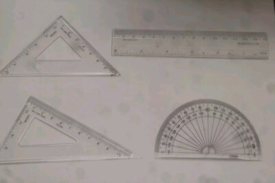 Clear 6 Inch Math Geometry Ruler Lot (Small Chips, Scratches & Sticker Residue)