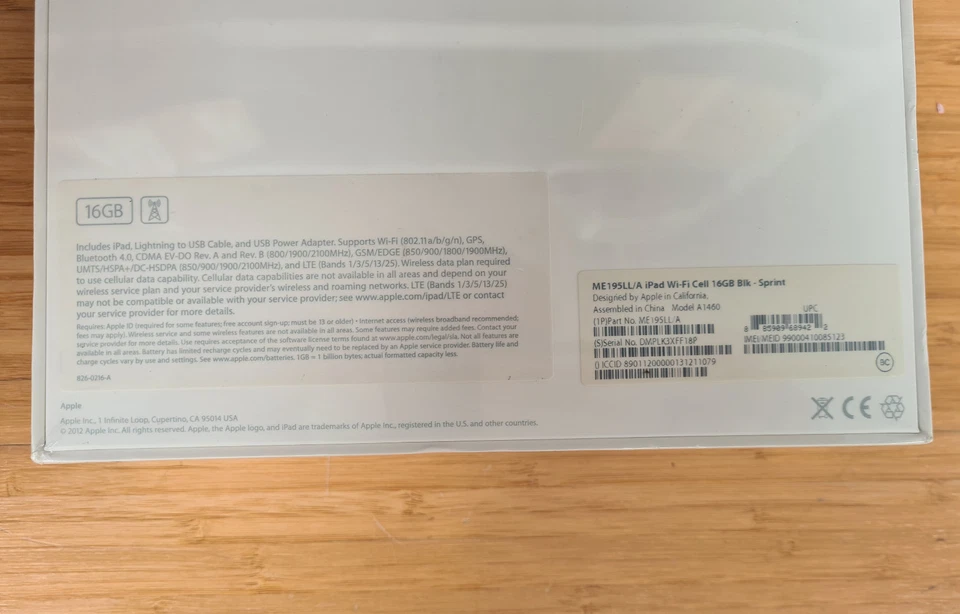 Apple iPad 4Th Gen 16GB WiFi/Cell Sprint ME195LL/A A1450 New Sealed! - Image 3 of 4