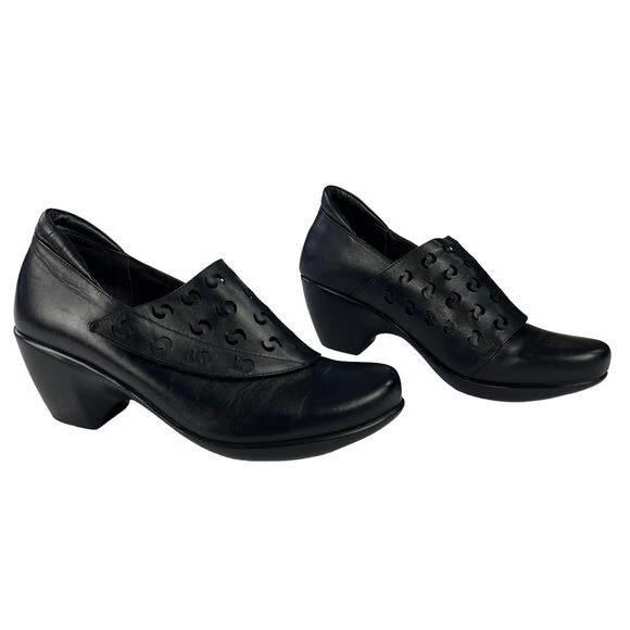 Naot Precious Lase Cut Leather Slip On Heels Black Womens Size EU 41 US 10-10.5 - Image 2 of 4