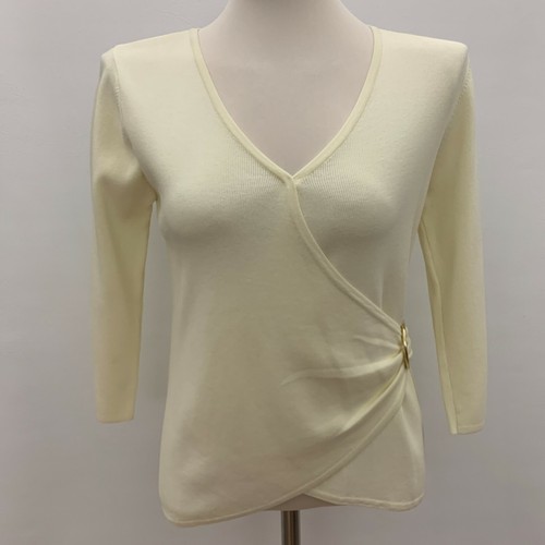 Joseph A Women's Knit Top Medium Ivory Faux Wrap NWT