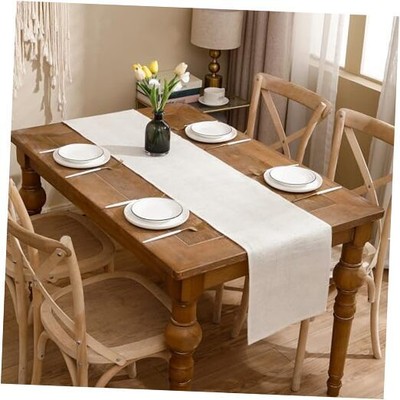 Burlap Table Runners 12x36 Inch Farmhouse Milky White 12''×36'',Table Runner