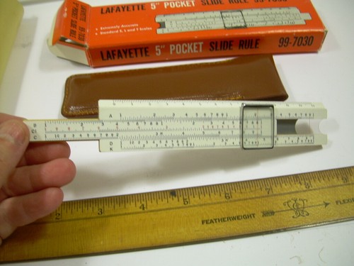Lafayette 5" Pocket Slide Rule 99-7030 * Vintage Old Store Stock w box logarithm - Picture 3 of 12