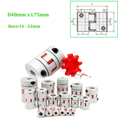 D40xL75mm CNC Flexible Shaft Coupling Spider Splined Jaw Plum Coupler Motor Alu