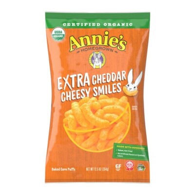 Annie's Homegrown Organic EXTRA Cheddar Cheesy Smiles 12.5 oz