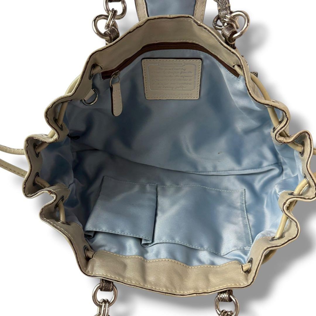 COACH legacy metallic turn lock handbag Silver Japan A-251215-15 thumbnail 10