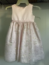 American Princess Girls Pink Floral Embroidered Sleeveless A-Line Dress Size 5