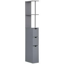 HOMCOM Tall Bathroom Storage Cabinet with Shelf and Drawers Grey, Refurbished