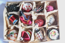 12 Vintage Mercury Glass Christmas feather tree Ornament West German Poland