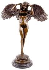 Vintage Bronze Sculpture Statue Woman Marble Deco Angel Rare Decor Old Art Nude
