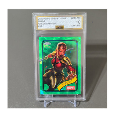 2025 Topps Marvel Sapphire Okoye Green Sapphire #58 Serial 82/99 AGS 10 Graded