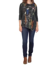 Jess & Jane Whitney Mineral Washed Dolman Sleeve Cotton Top Black