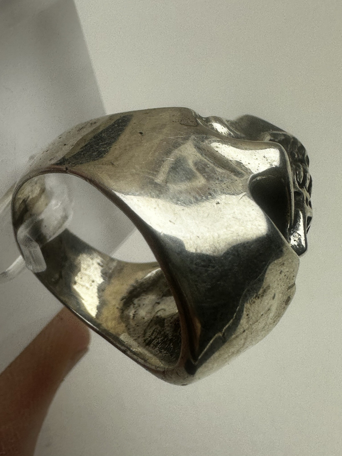 Solid Sterling Silver Skull Ring Hallmarked Size … - image 4