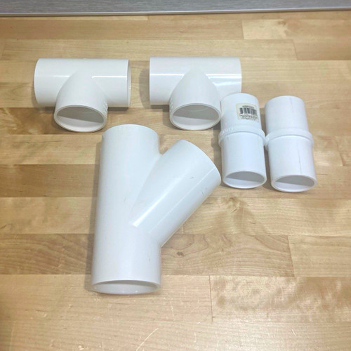 5 piece lot of 2 inch PVC fittings DWV schedule 40