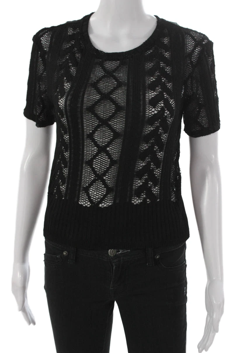 Zara Women Pullover Sweater Black Geometric Crewneck Short Sleeve Size M
Opens in a new window or ta