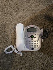 AT T 1487 Single Line Corded Screen Display Speaker Phone w/Cords Rare White