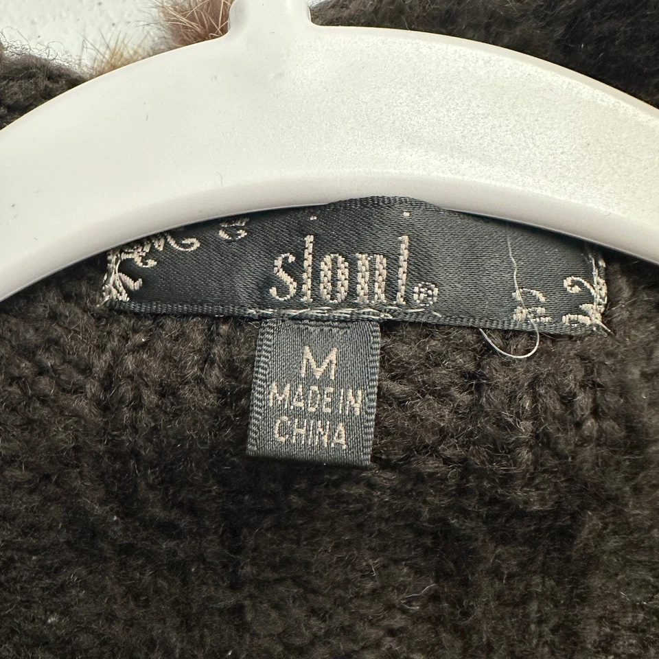 Suéter para Mujer Y2K Marrón Chocolate Mezcla de Lana Talla M Borde de Piel Sintética Boho Cottage Foto 4 de 4