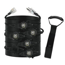 25FT 12 Gauge Heavy Duty Multi Outlet Outdoor Extension Cord, 7 Evenly Spaced...