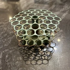 Antique Garden Club Green Hexagon Industrial Tiered Beehive Flower Frog USA