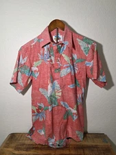 Paradise Found Floral Hawaiian Shirt Bird Made in Hawaii Small