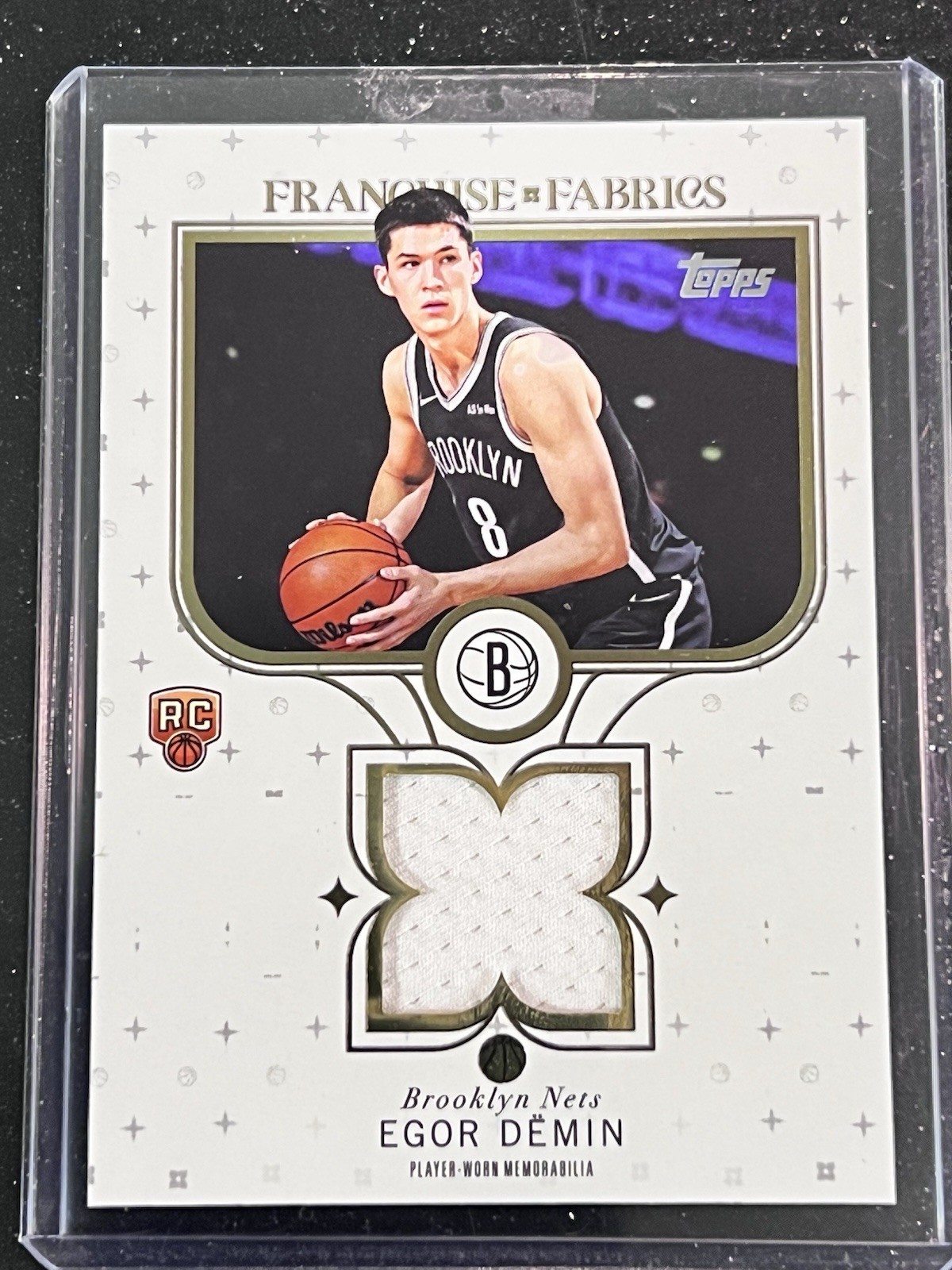 EGOR DEMIN 2025 TOPPS BASKETBALL FRANCHISE FABRICS ROOKIE CARD #FFED PLAYER WORN