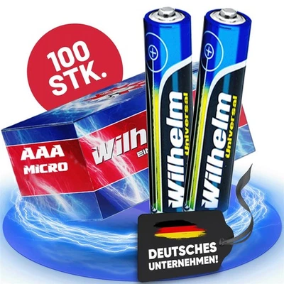 100 AAA Batterien Micro Wilhelm Universal Alkaline Batterien im Shrink LR03 100 - Bild 1 von 4