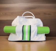 Yoga Mat Bag Light Green/White Full-Zip Canvas with Yoga Mat