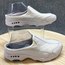 Easy Spirit Shoes Womens 9 M Traveltime Mule White Leather Closed Toe Flats NEW