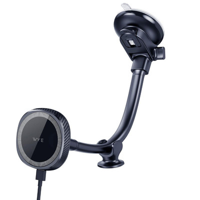 Kabelloses Auto Ladegerät 15W Schwarz Aluminium Armaturenbrett Windschutzscheibe Langer Arm Halterung Griff