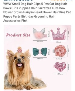 Small Dog Hair Clips 5 Pcs Cat Dog Hair Bows Girls Puppies Hair Barrettes  Pink
