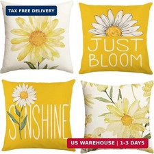Yuubin Spring Summer Yellow Throw Pillow Covers 18x18 Set of 4,Daisy Sunflower P