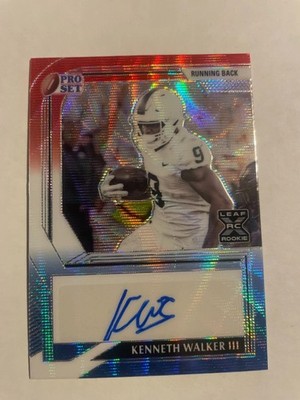 2022 Pro Set Metal Kenneth Walker III Wave Red White & Blue Auto #4/7 Seahawks