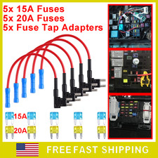 15PCS Mini ATM APM Blade Fuse Tap Adapter Kit 12V 15A 20A Add-a-Circuit for Car