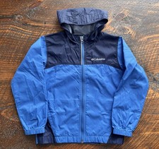 Columbia Youth XS Blue Boys Glennaker Nylon Hooded Full Zip Rain Jacket Size 6 7