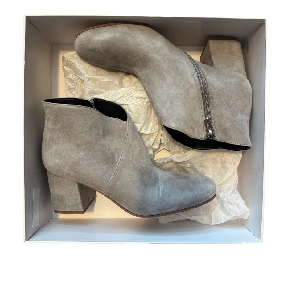 Новый в коробке Via Spiga серый пепел замши ботинок лодыжки загрузки молнии стороны блок каблук размер 8 женщин - Изображение 3 из 4