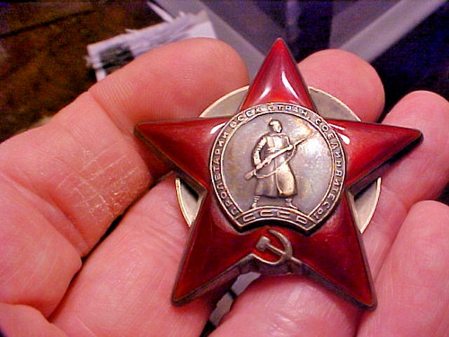 Soviet Russian USSR WW2 Red Star Order Silver Enamel Award Badge #2959877 Real!