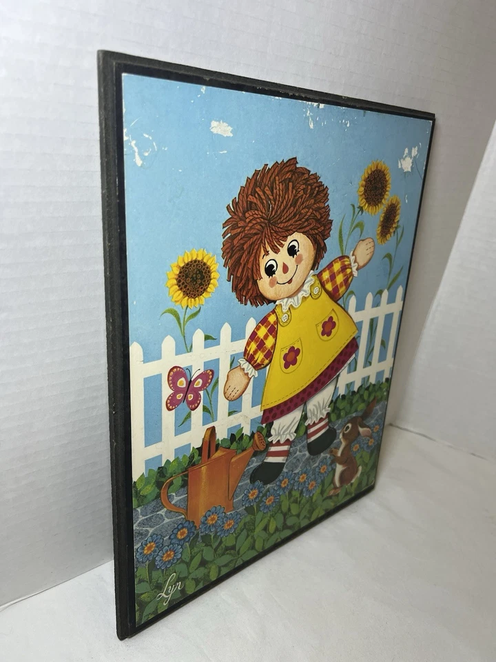 "Litografía de madera de 15"" Raggedy Ann de colección con cuadros colgantes muñecas Lyn Rag" Foto 2 de 4