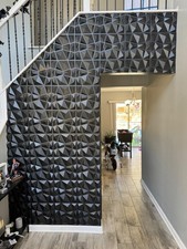 33 Pack Diamond 3D Wall Panels Matte Black PVC 12x12 Home Office Decor Tiles