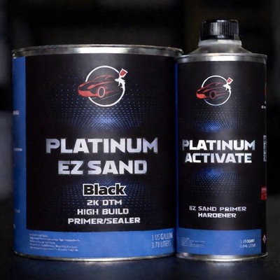 Platinum EZ Sand 2K DTM Primer Sealer High Build Black Kit 4:1 w Hardener
