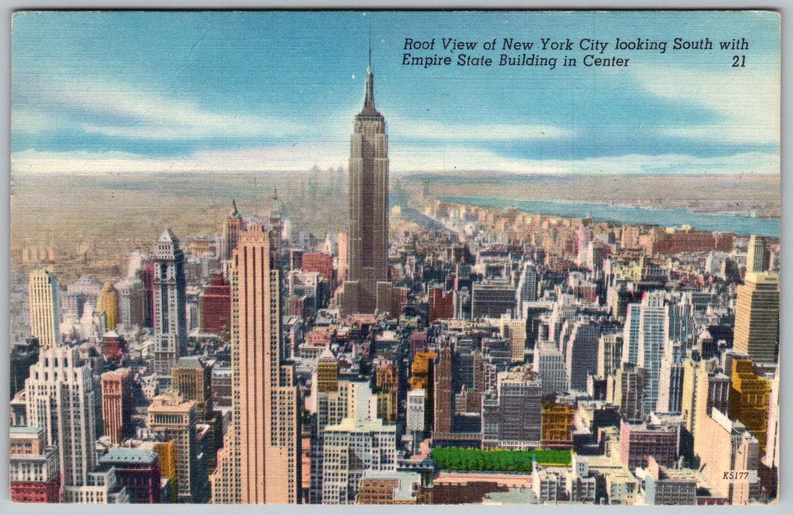 Vtg Linen Postcard Empire State Building Roof New York, NY 1930s