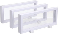 3D Floating Display Case, White Rectangular Coin Holder Display Stand, 9" 3.54" 