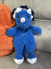 Handmade Crochet Triceratops Baby Toddler Comforter / Blanket - Soft Chenille
