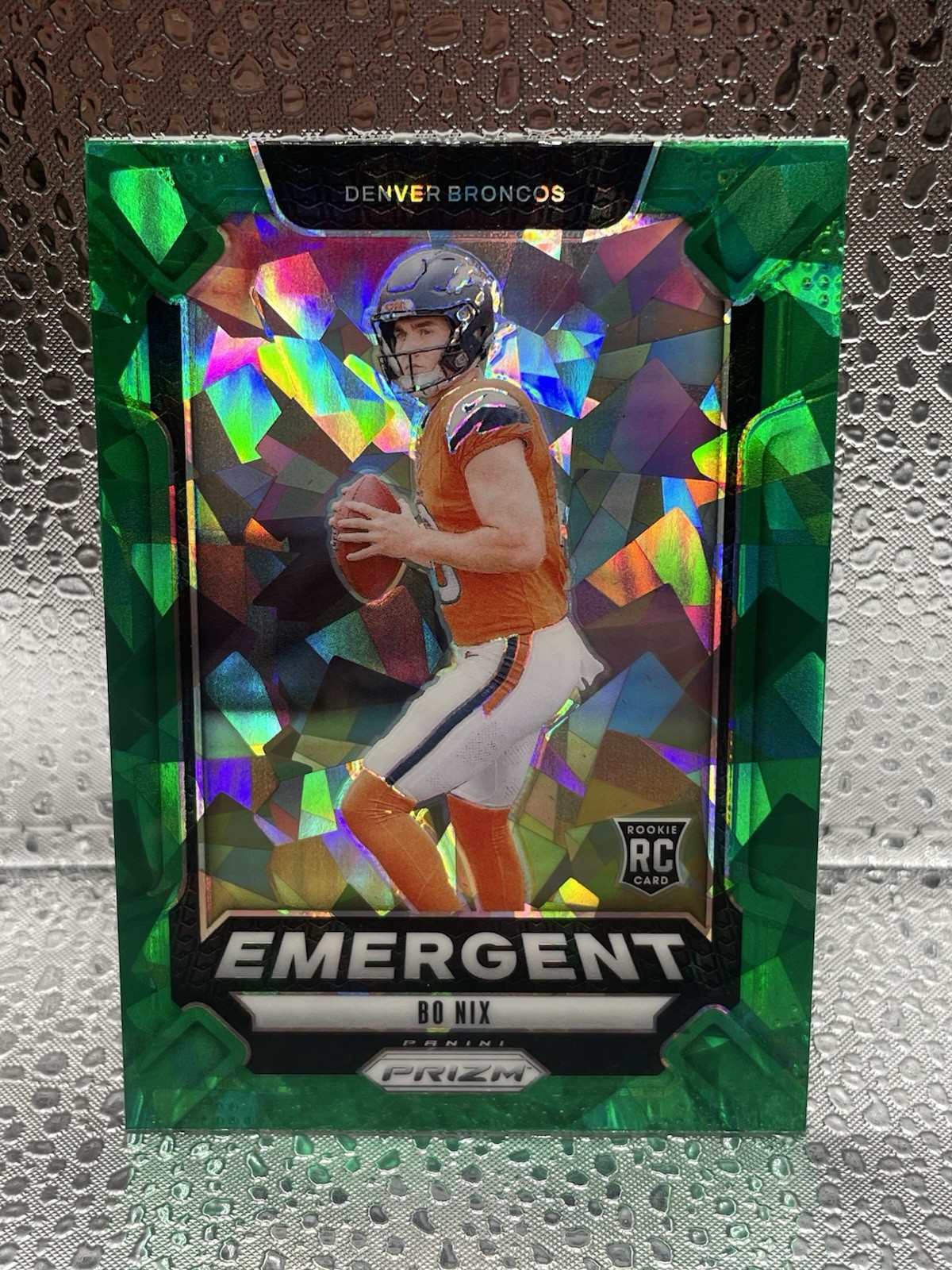 2024 Panini Prizm - Emergent Bo Nix #3 Green Ice Prizm (RC)
