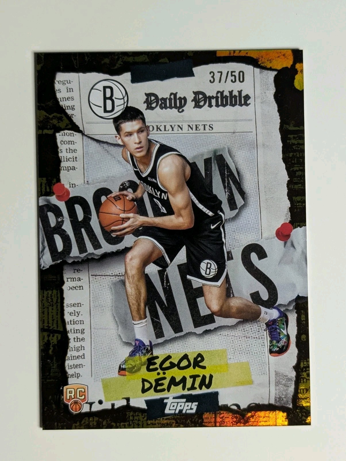 Egor Demin 2025-26 Topps Basketball Gold Daily Dribble Foil /50 RC Nets Rookie