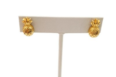 Vintage Mimi Di N Earrings Gold Tone Pineapple 1978