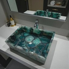 Green Agate Stone Bathroom Set  Handmade Luxury Crystal Bath Accessories