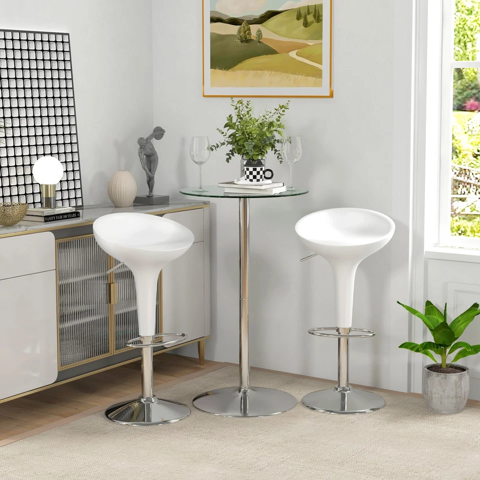 HOMCOM Tavolo Bar Alto Rotondo Moderno in Vetro e Acciaio Ø70x102cm Trasparente - Immagine 2 di 4