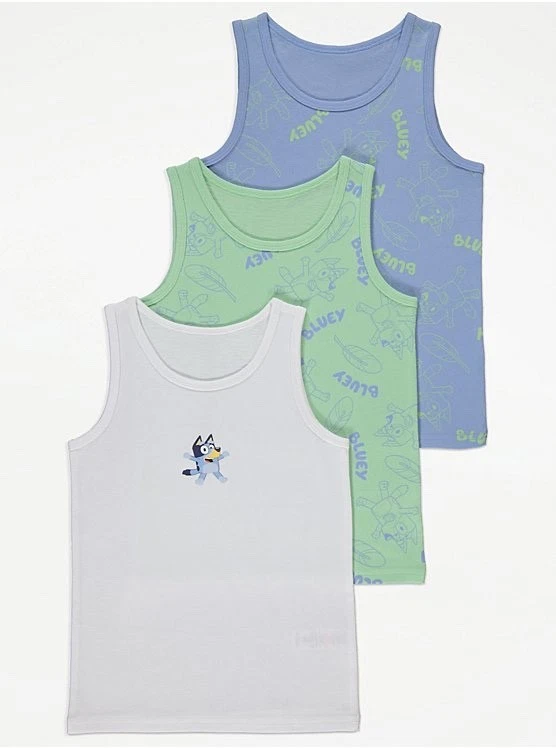 GEORGE Boys Bluey Character Vests Underwear 3 Pack