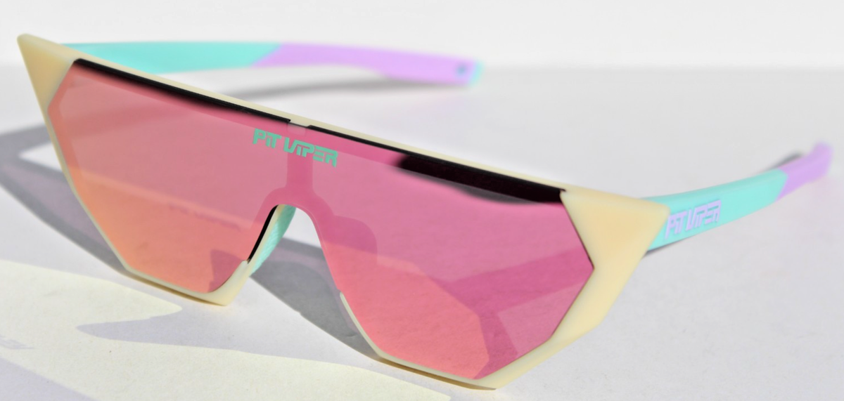 Pit Viper Tie-Dye transition lense Sunglasses  in Pink, Blue, Yellow PIT VIPER The Free Range Climax 2000s Sunglasses Blue/Pink  main image 3