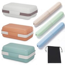 3Pcs Travel Soap Case and 3Pcs Toothbrush Travel Case Set,Leakproof Soap Dish...
